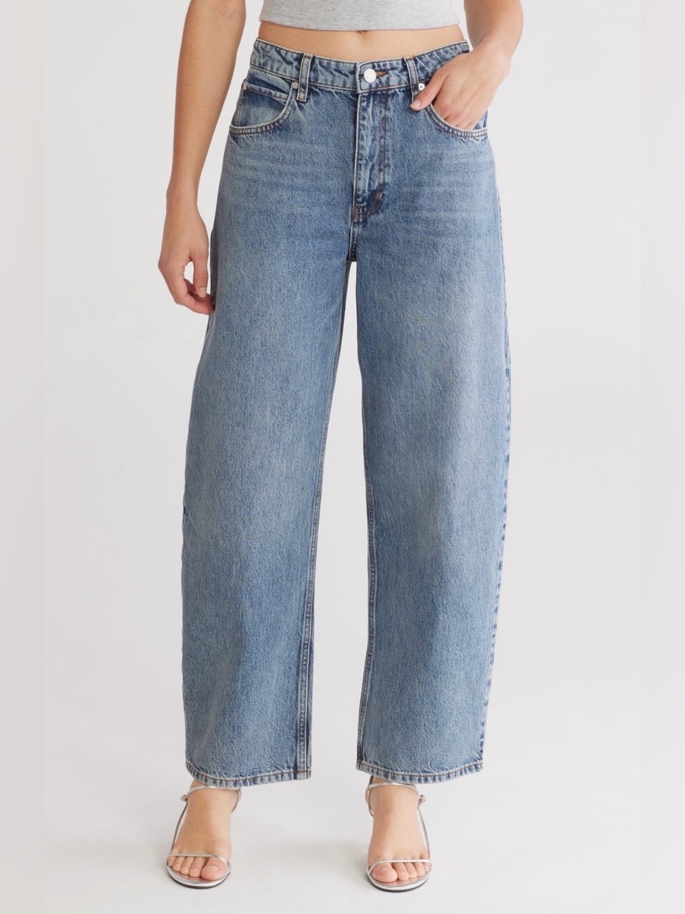 FRAME Long Barrel Leg Jeans Dark Denim